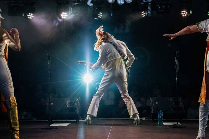 a person standing on a stage